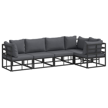vidaXL Salon de jardin avec coussins 5 pcs aluminium noir