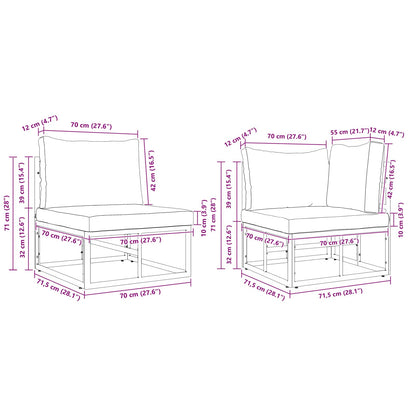 vidaXL Salon de jardin avec coussins 5 pcs aluminium noir