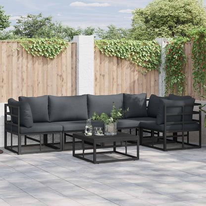 vidaXL Salon de jardin avec coussins 6 pcs Noir Aluminium