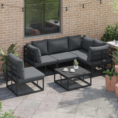 vidaXL Salon de jardin avec coussins 6 pcs Noir Aluminium