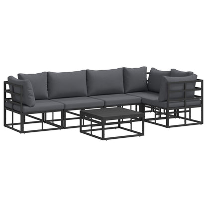 vidaXL Salon de jardin avec coussins 6 pcs Noir Aluminium