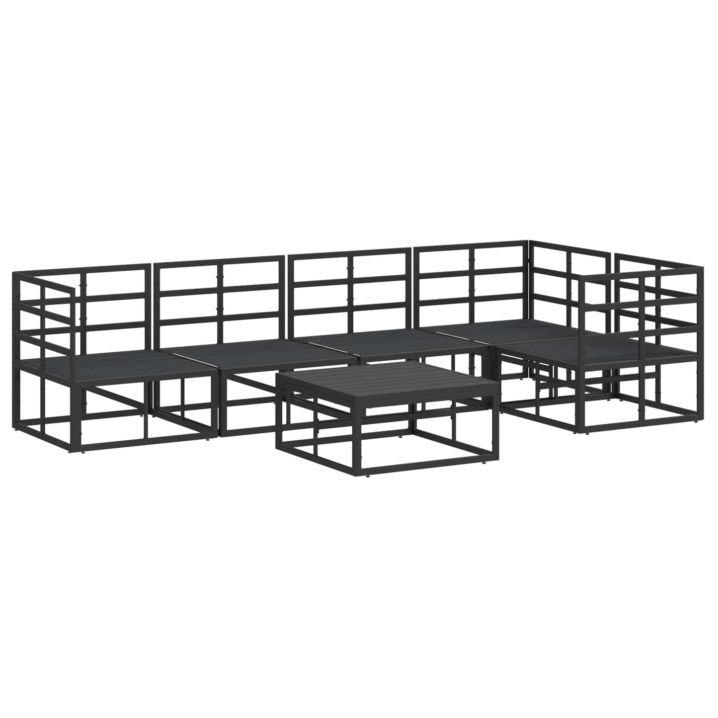 vidaXL Salon de jardin avec coussins 6 pcs Noir Aluminium