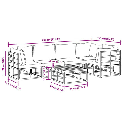 vidaXL Salon de jardin avec coussins 6 pcs Noir Aluminium