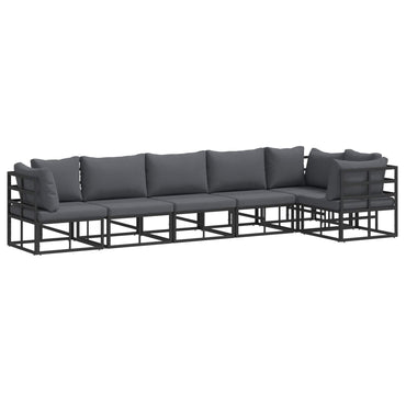 vidaXL Ensemble de canapés de jardin avec coussins 6 pcs Noir Aluminium