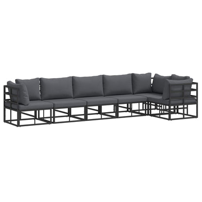 vidaXL Ensemble de canapés de jardin avec coussins 6 pcs Noir Aluminium