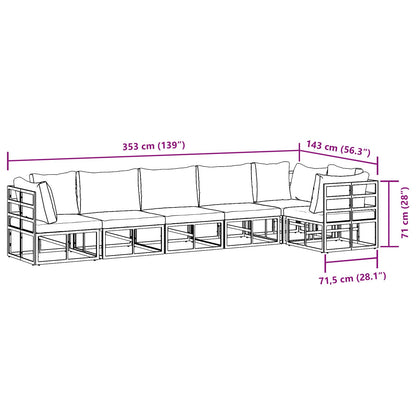 vidaXL Ensemble de canapés de jardin avec coussins 6 pcs Noir Aluminium