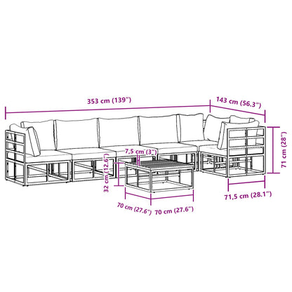 vidaXL Salon de jardin avec coussins 7 pcs Noir Aluminium