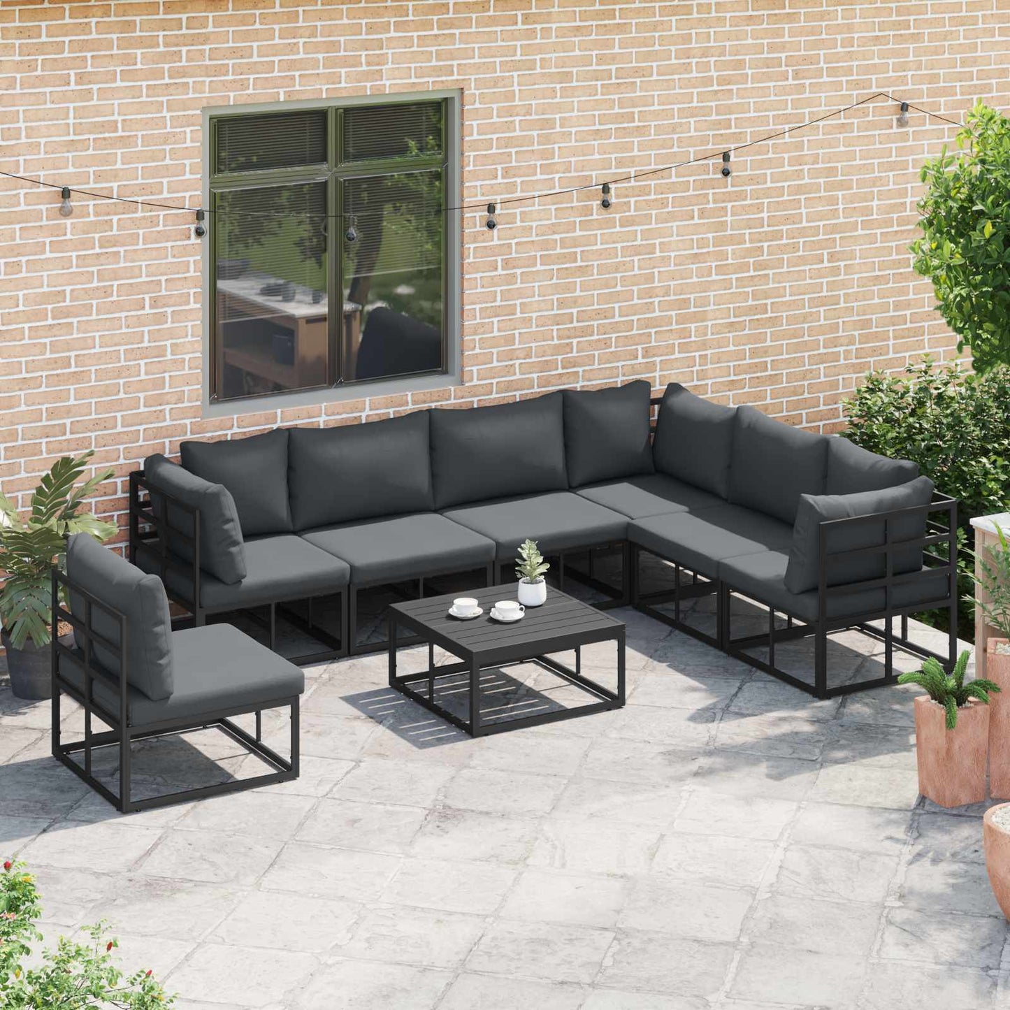 vidaXL Ensemble de canapés de jardin avec coussins 7 pcs