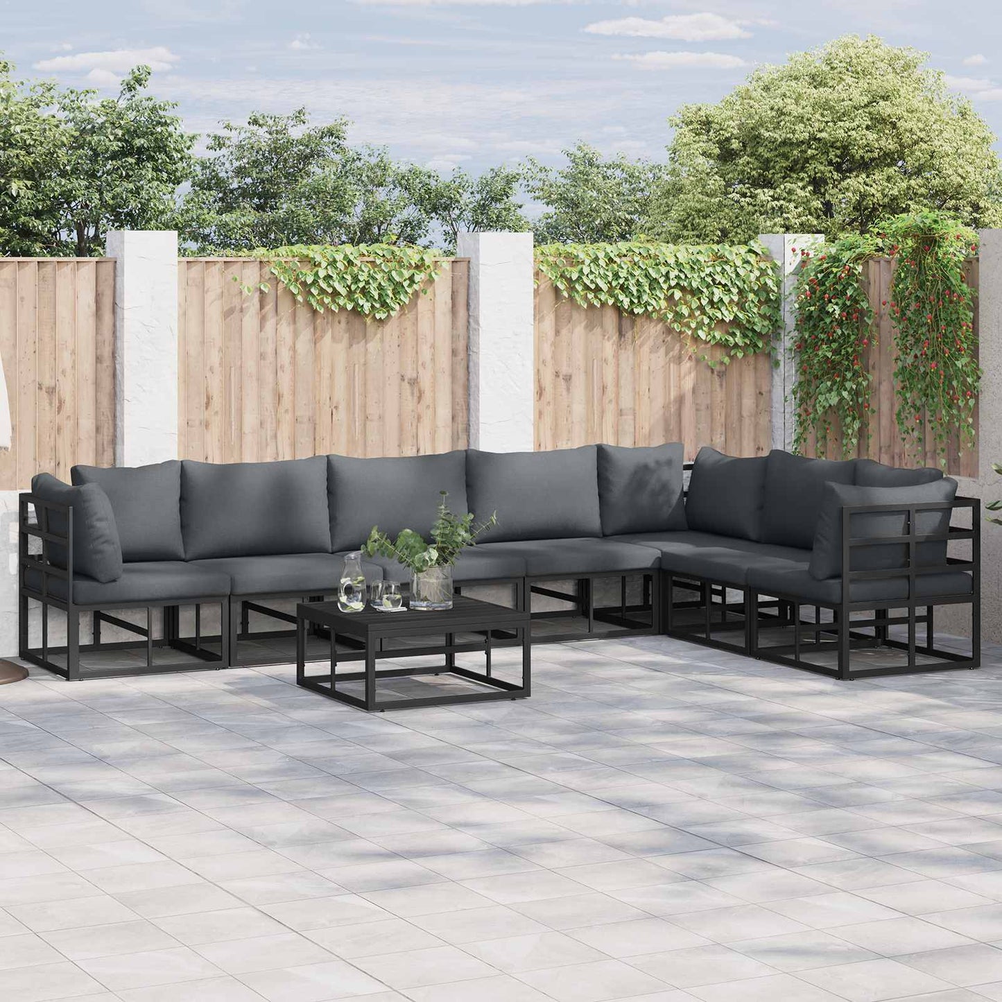 vidaXL Salon de jardin avec coussins 8 pcs