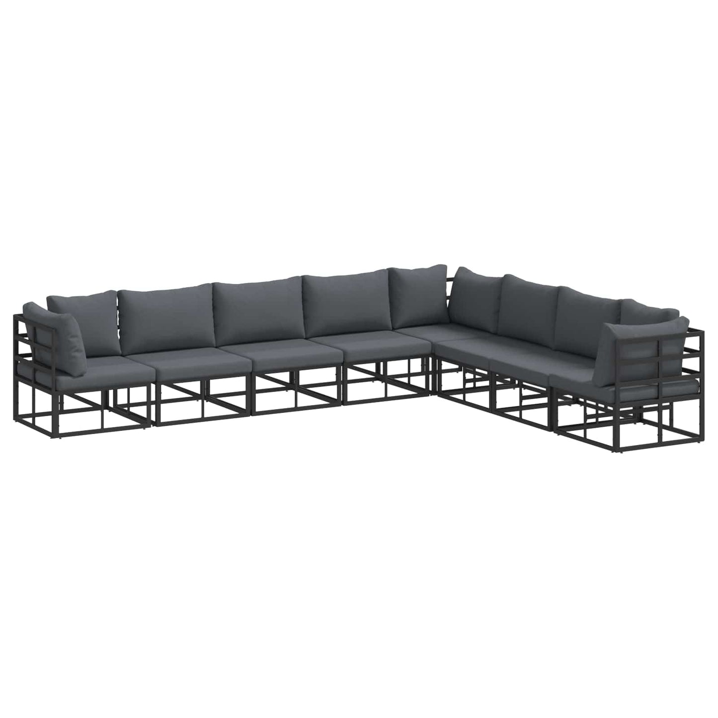 Gartensofa-set mit Kissen 8 pcs Schwarz Aluminium