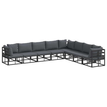 vidaXL Ensemble de canapés de jardin avec coussins 8 pcs Aluminium noir