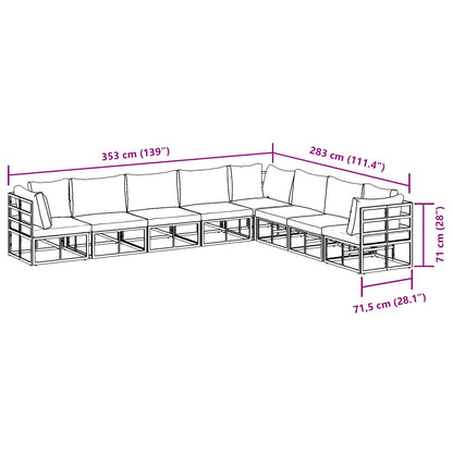 Gartensofa-set mit Kissen 8 pcs Schwarz Aluminium