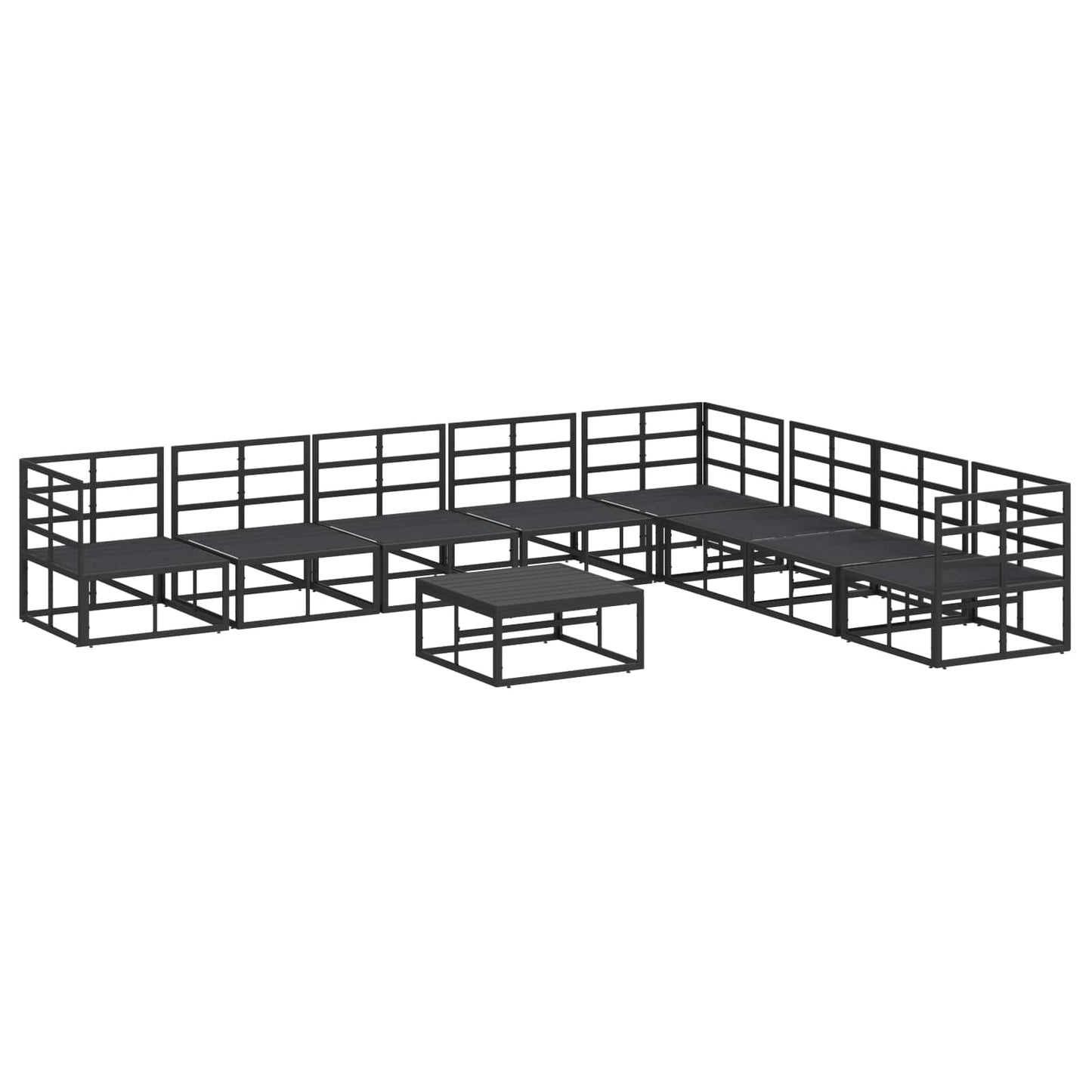 vidaXL Salon de jardin avec coussins 9 pcs Noir Aluminium