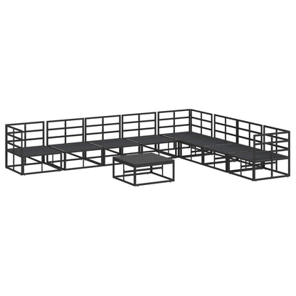 vidaXL Salon de jardin avec coussins 9 pcs Noir Aluminium