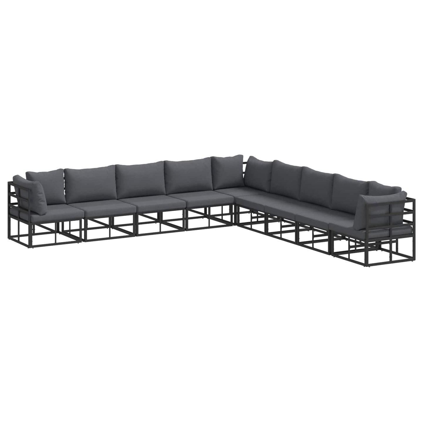 vidaXL Salon de jardin avec coussins 9 pcs Noir Aluminium