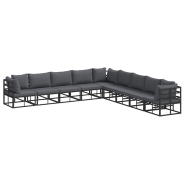 vidaXL Salon de jardin avec coussins 9 pcs Noir Aluminium