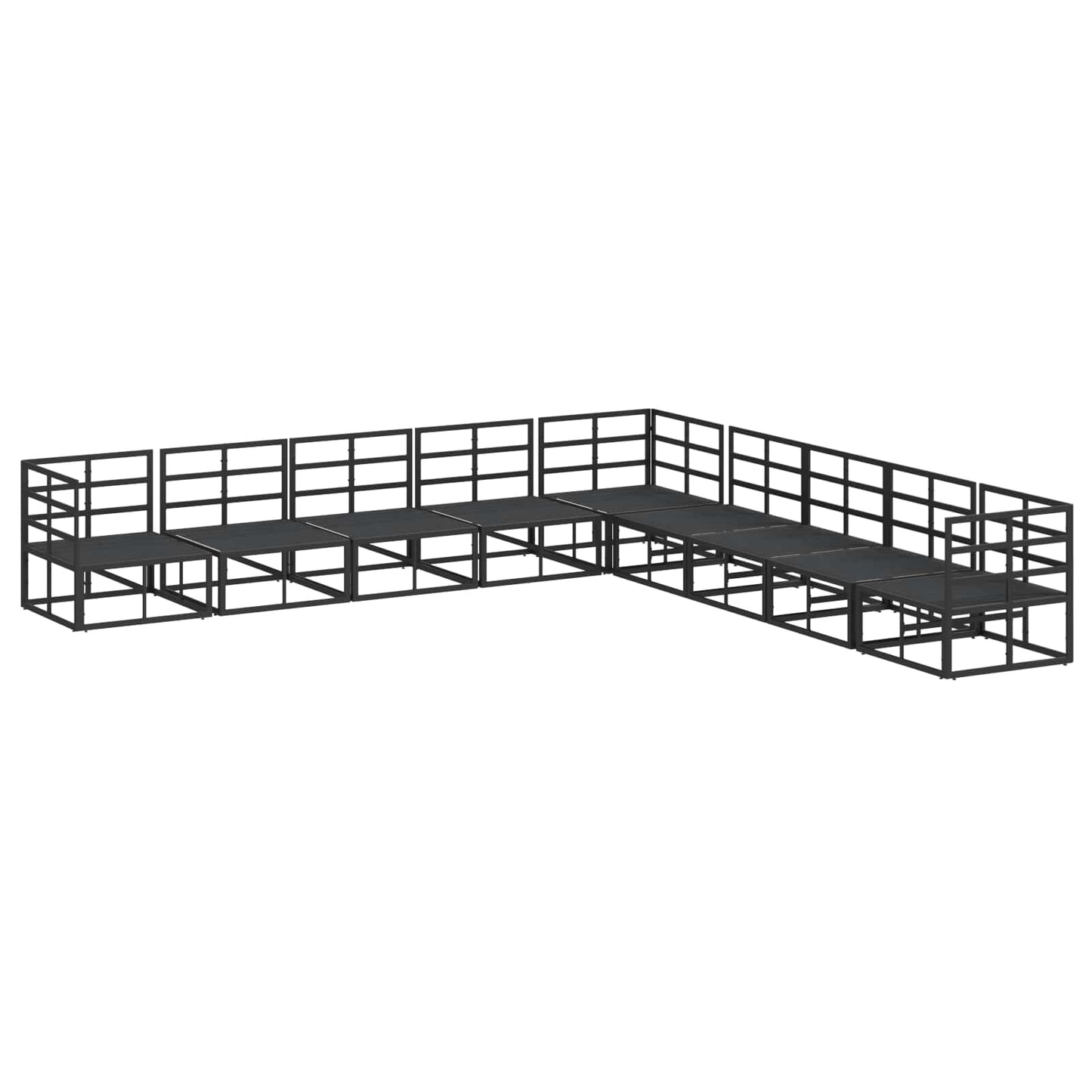 vidaXL Salon de jardin avec coussins 9 pcs Noir Aluminium