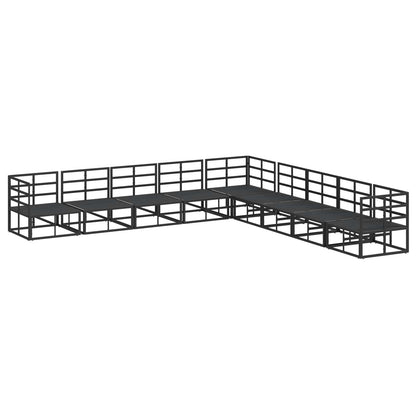 vidaXL Salon de jardin avec coussins 9 pcs Noir Aluminium