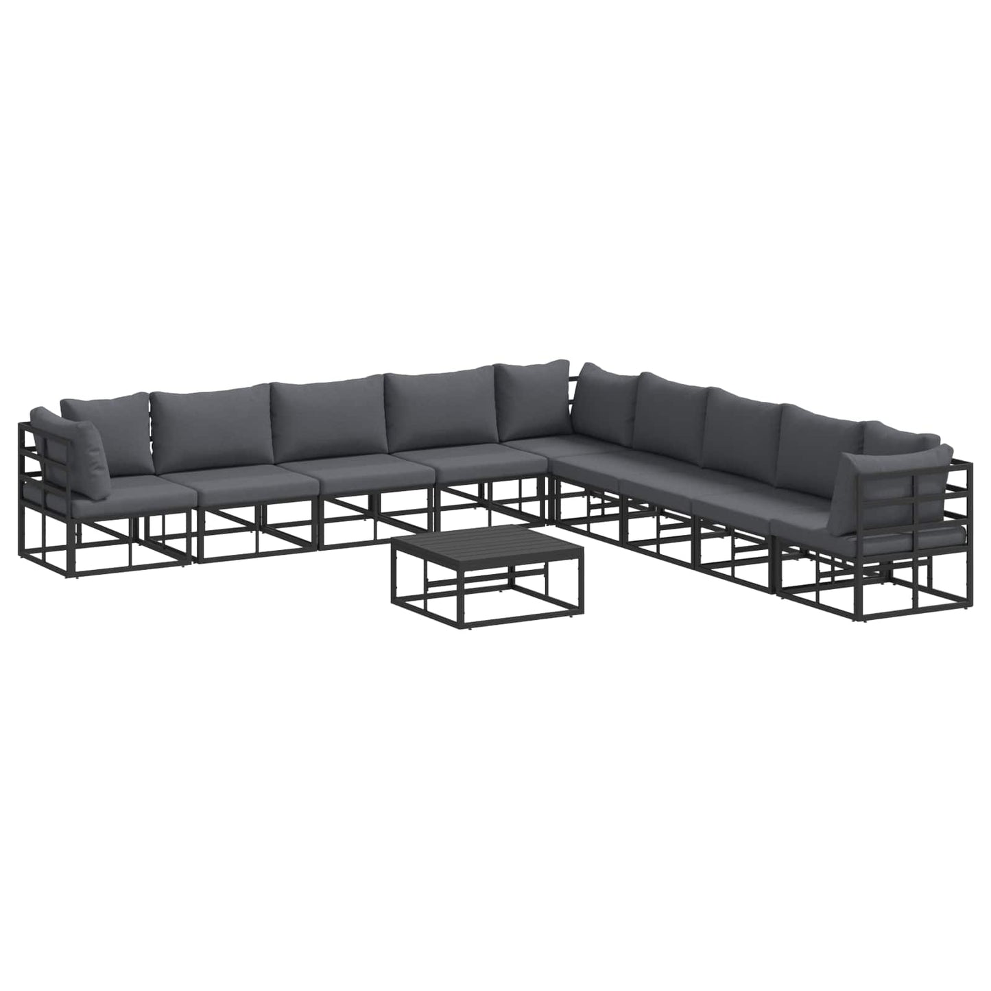vidaXL Ensemble de canapés de jardin avec coussins 10 pcs Aluminium noir