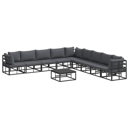 vidaXL Ensemble de canapés de jardin avec coussins 10 pcs Aluminium noir