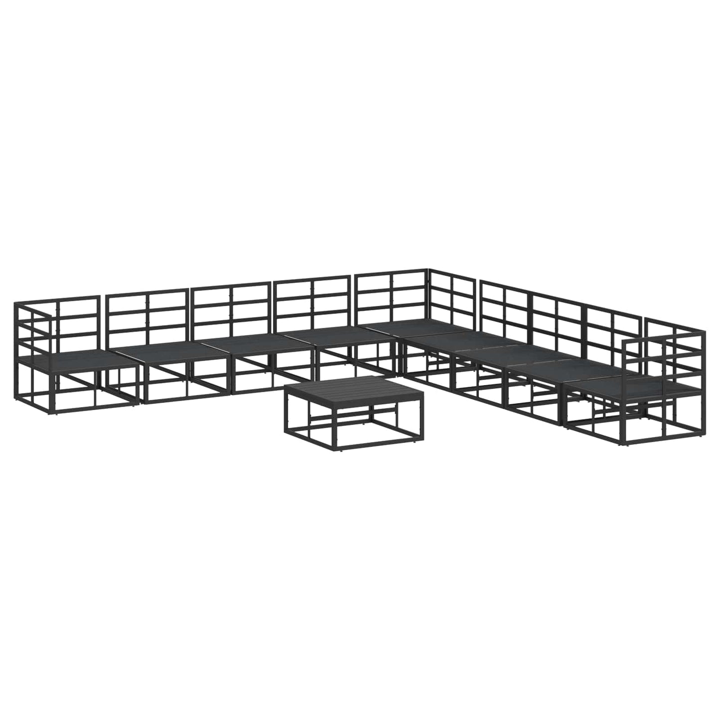 vidaXL Ensemble de canapés de jardin avec coussins 10 pcs Aluminium noir