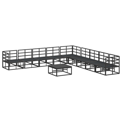 vidaXL Ensemble de canapés de jardin avec coussins 10 pcs Aluminium noir