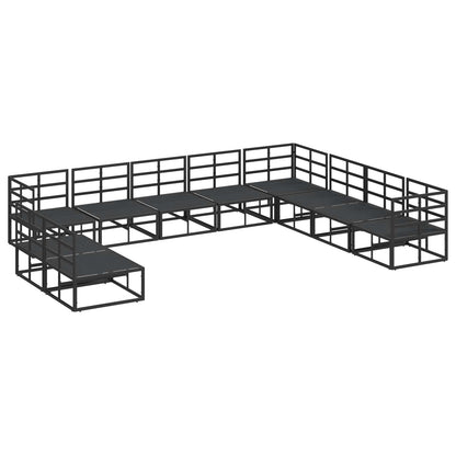 vidaXL Salon de jardin avec coussins 10 pcs Noir Aluminium