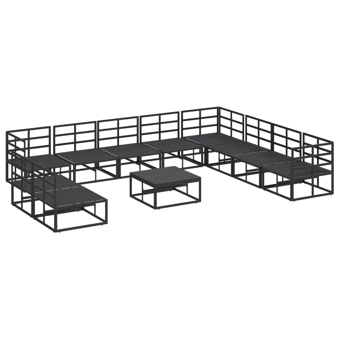 vidaXL Ensemble de canapés de jardin avec coussins 11 pcs Noir Aluminium