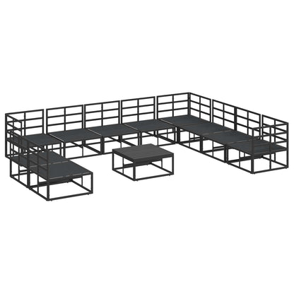 vidaXL Ensemble de canapés de jardin avec coussins 11 pcs Noir Aluminium