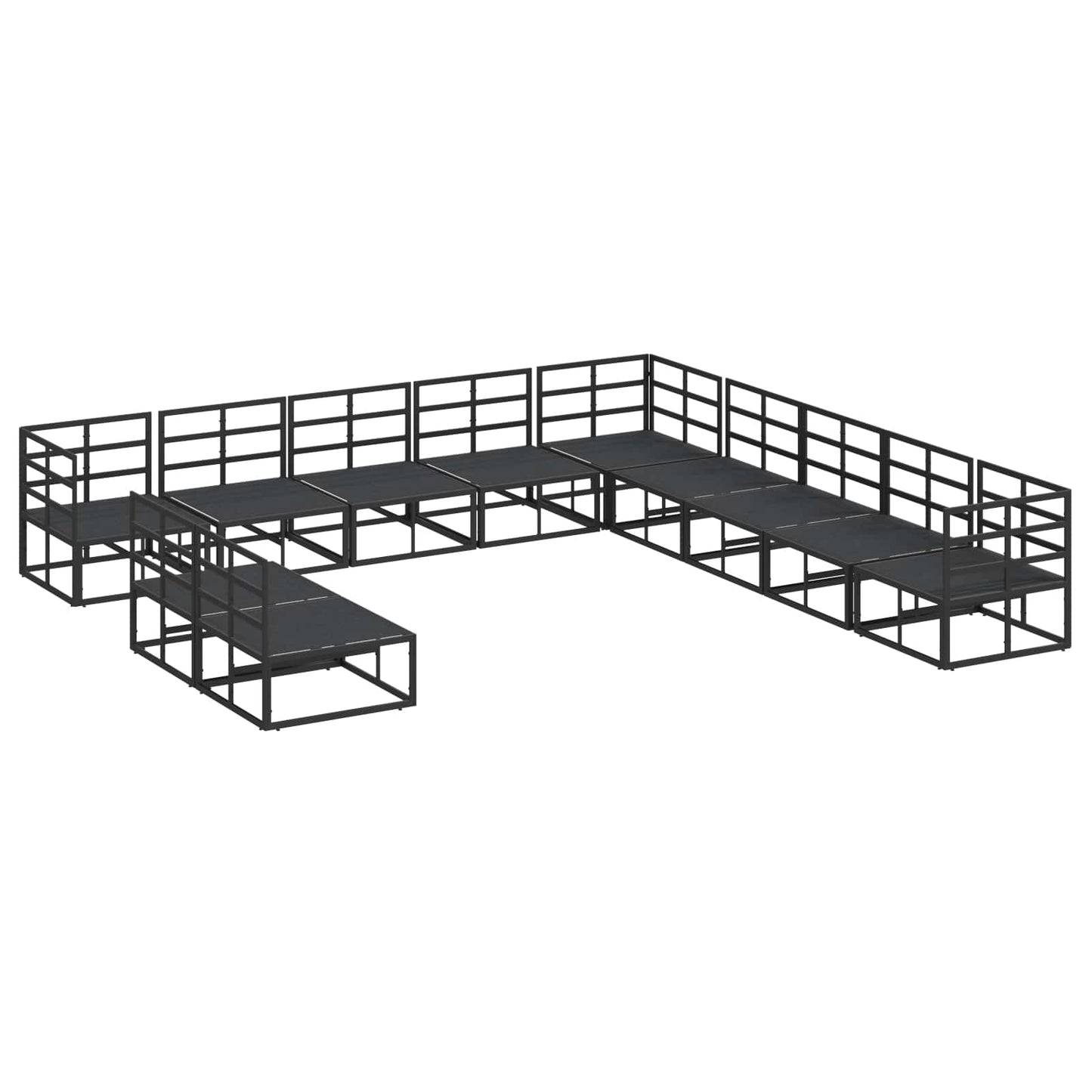 vidaXL Salon de jardin avec coussins 11 pcs Noir Aluminium