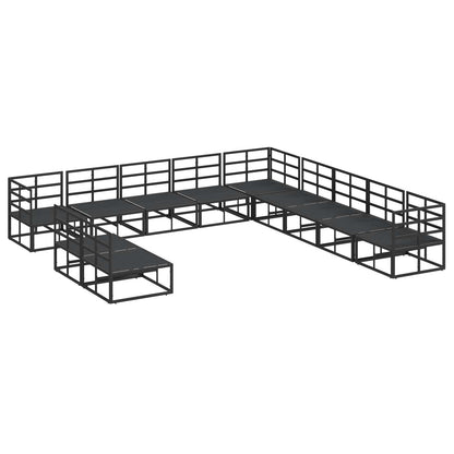 vidaXL Salon de jardin avec coussins 11 pcs Noir Aluminium