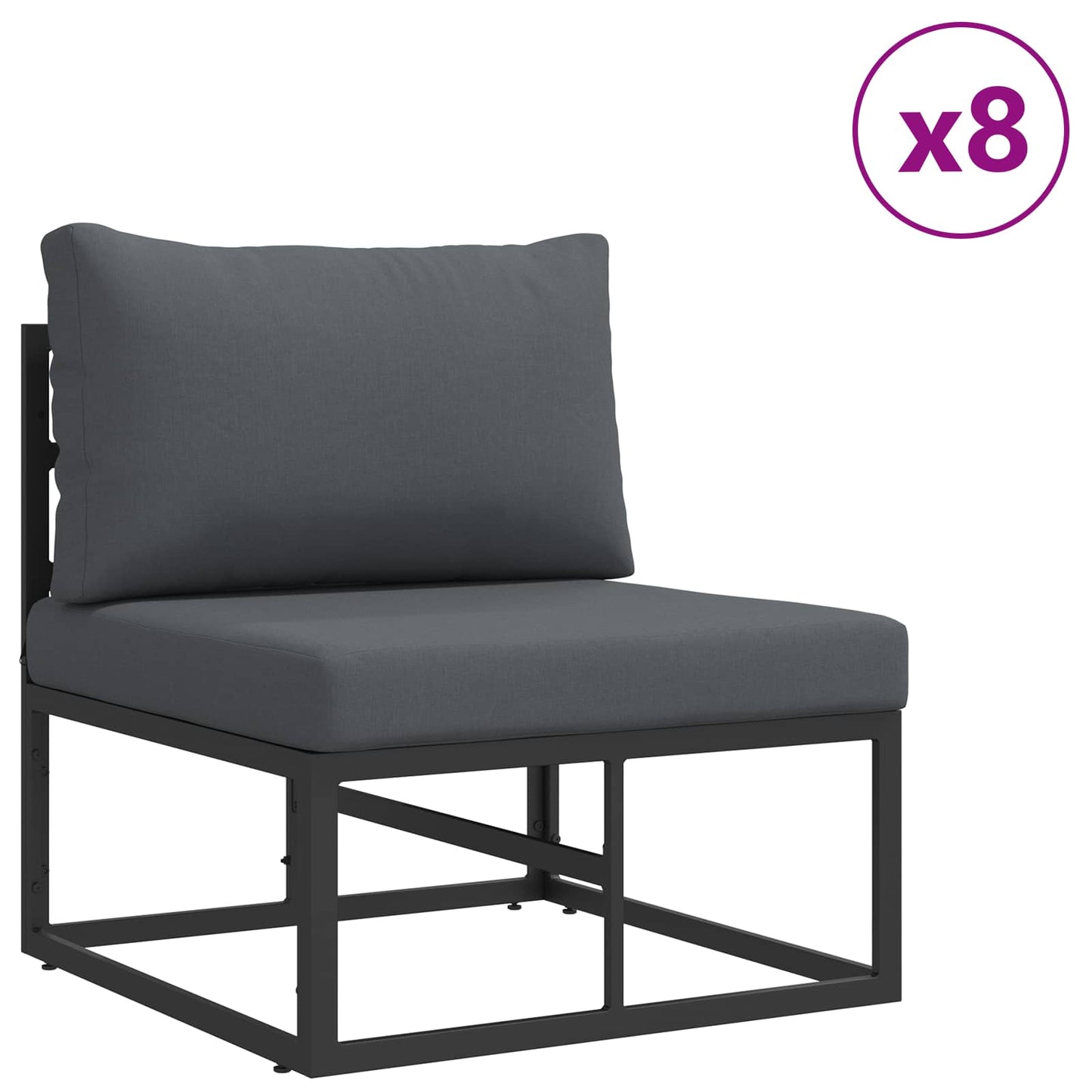 vidaXL Salon de jardin avec coussins 11 pcs Noir Aluminium