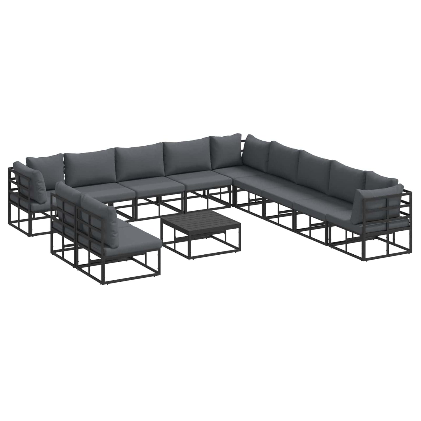 vidaXL Ensemble de canapés de jardin avec coussins 12 pcs Noir Aluminium