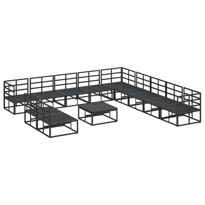 vidaXL Ensemble de canapés de jardin avec coussins 12 pcs Noir Aluminium