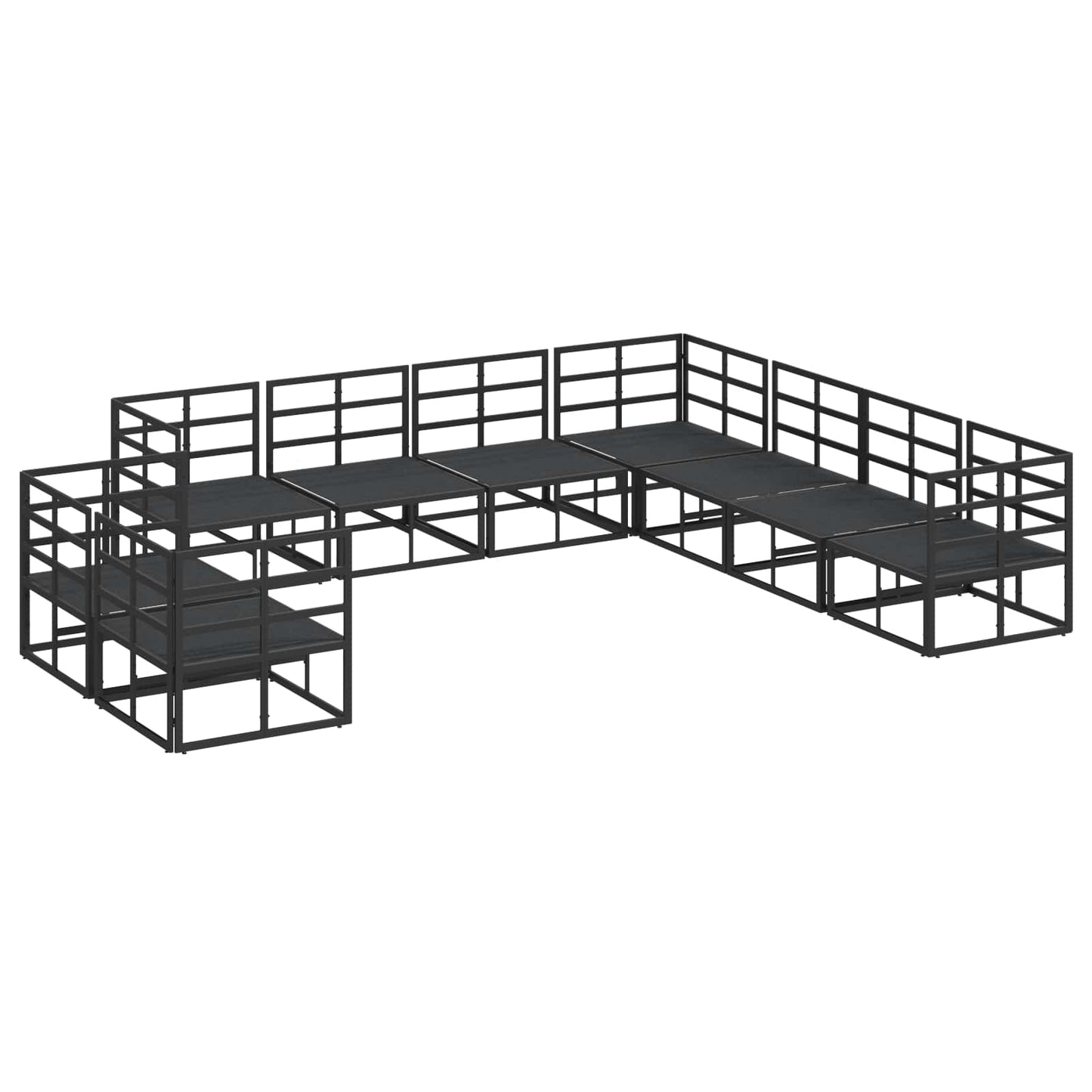 vidaXL Salon de jardin avec coussins 9 pcs Noir Aluminium
