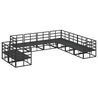 vidaXL Salon de jardin avec coussins 9 pcs Noir Aluminium