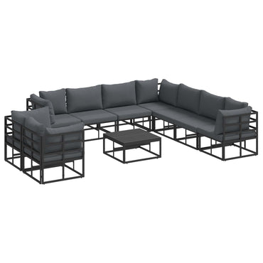 vidaXL Ensemble de canapés de jardin avec coussins 10 pcs Noir Aluminium