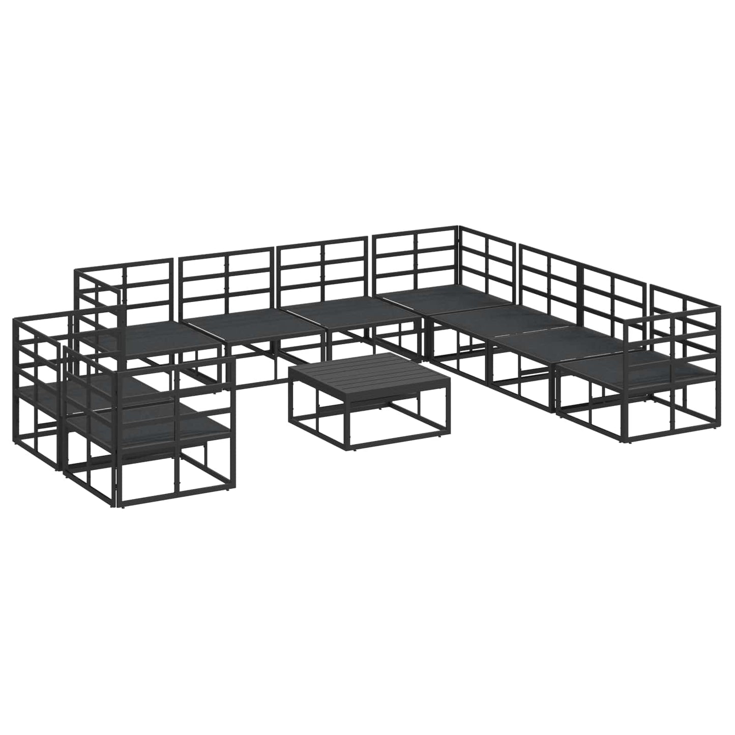 vidaXL Ensemble de canapés de jardin avec coussins 10 pcs Noir Aluminium