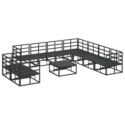 vidaXL Ensemble de canapés de jardin avec coussins 10 pcs Noir Aluminium