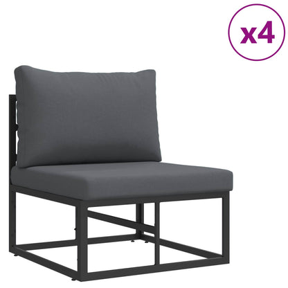 vidaXL Ensemble de canapés de jardin avec coussins 10 pcs Noir Aluminium