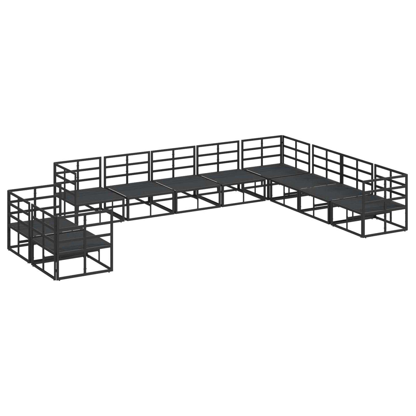 vidaXL Gartensofa-set mit Kissen 10 pcs Schwarz Aluminium