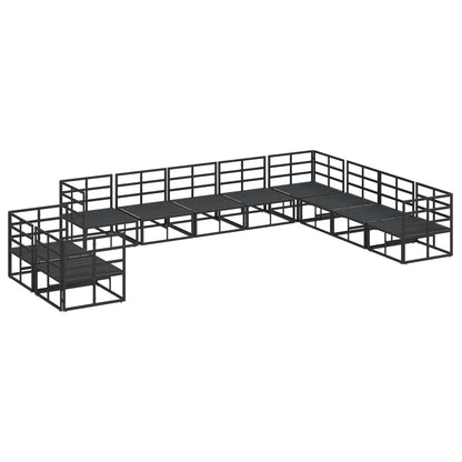 vidaXL Gartensofa-set mit Kissen 10 pcs Schwarz Aluminium