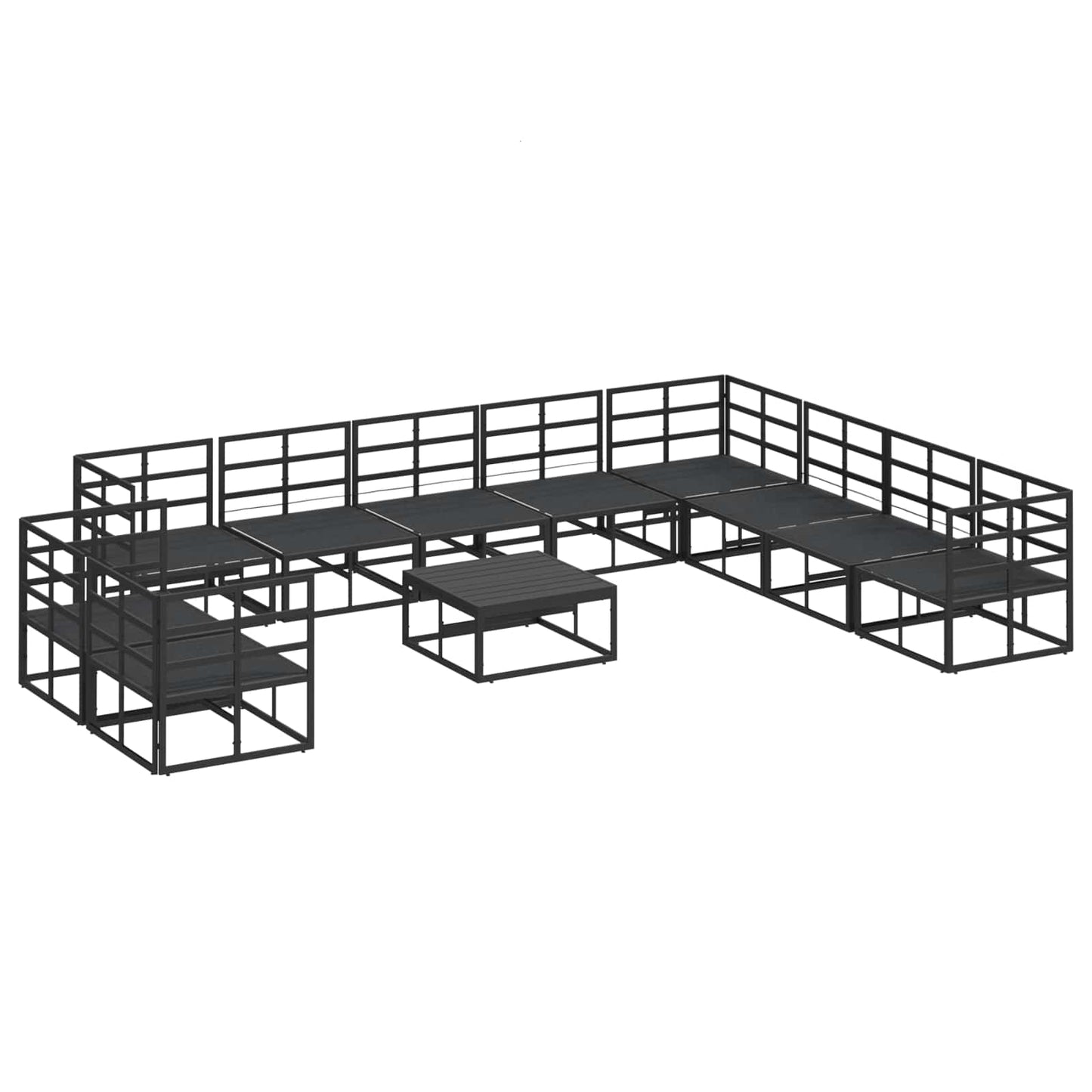 vidaXL Gartensofa-set mit Kissen 11 pcs Schwarz Aluminium