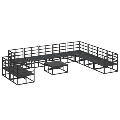vidaXL Gartensofa-set mit Kissen 11 pcs Schwarz Aluminium