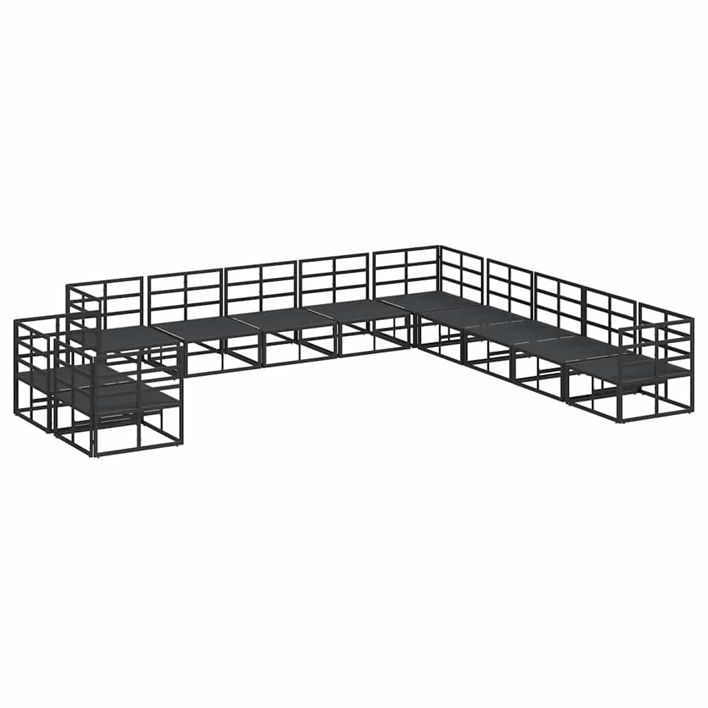vidaXL Gartensofa-set mit Kissen 11 pcs Schwarz Aluminium