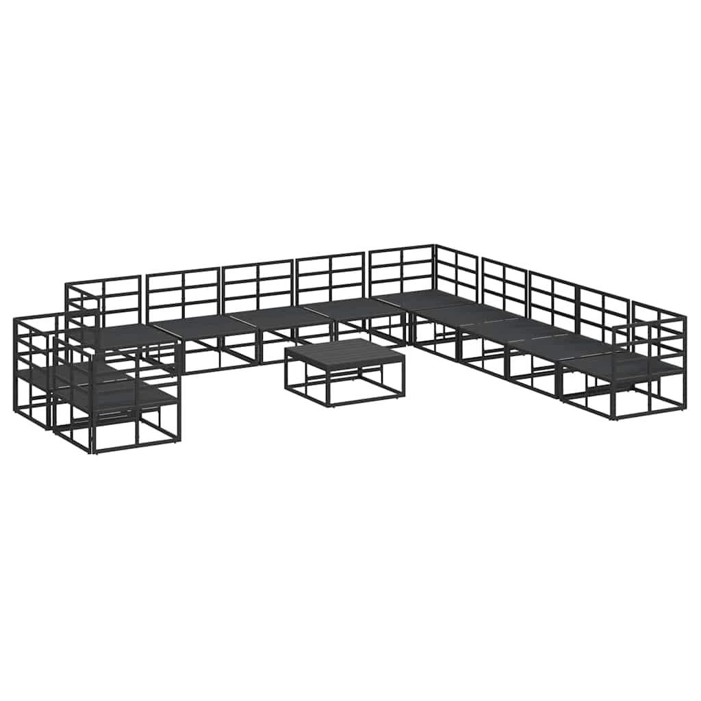 vidaXL Gartensofa-set mit Kissen 12 pcs Schwarz Aluminium