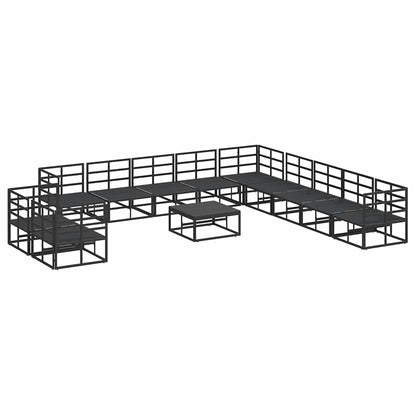 vidaXL Gartensofa-set mit Kissen 12 pcs Schwarz Aluminium