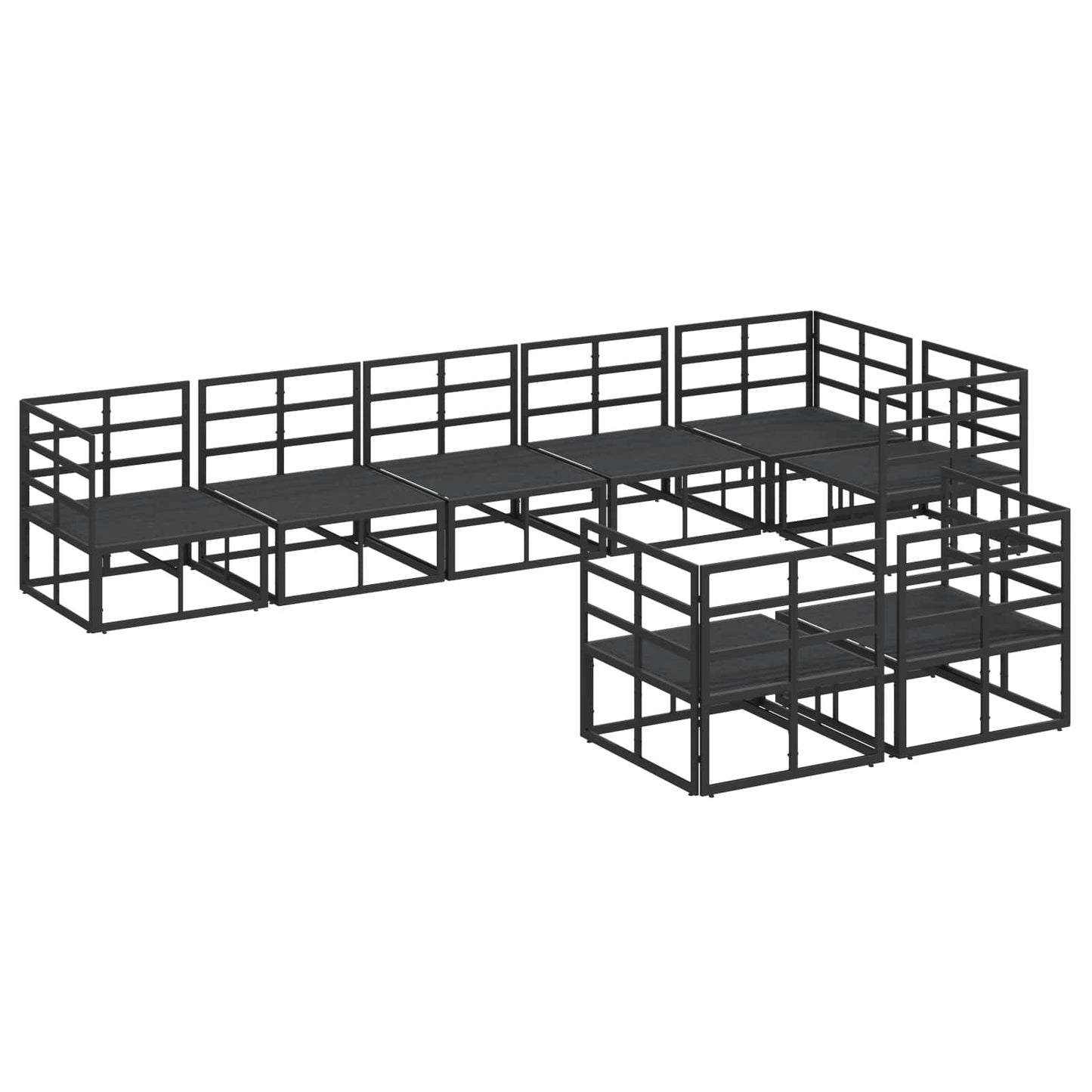 vidaXL Gartensofa-set mit Kissen 8 pcs Schwarz Aluminium