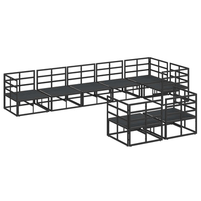 vidaXL Gartensofa-set mit Kissen 8 pcs Schwarz Aluminium