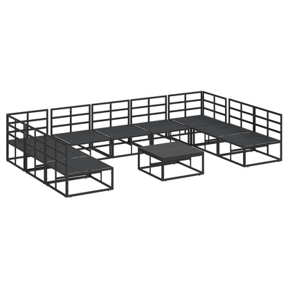 Gartensofa-set mit Kissen 10 pcs Schwarz Aluminium